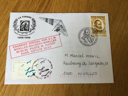 Belgique Pli Envoyé Par ULM De Malmedy à Nivelles (1998) - Cartas