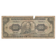 Billet, Équateur, 100 Sucres, 1991, 1991-06-21, KM:123Aa, B - Ecuador