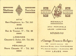 Calendrier Renault Garages Ath - Péruwelz - Leuze - Lessines 1954 - Small : 1941-60