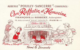 CARTE DE VISITE  CHEZ RAFFATIN ET HONORINE - AUBERGISTES A PARIS - Visiting Cards