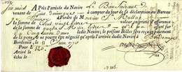1770 RARE MARINE NAVIGATION ASSURANCE  Reçu Prime Navigation Assurance Maritime  Navire Le Bienfaisant De St Domingue - ... - 1799