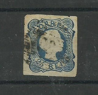 Portugal. 1855/6 , D Pedro Cabelos Lisos, # 6 , 25 Rs Azul Usado. Boas Margens, Lt 383 - Usado
