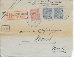 Devant De Lettre Cad Principauté De MONACO 24 7 1920 -  2 TP Yvert 25 Et 1 TP 23 - Etiquette Recommandé LA CONDAMINE 267 - Cartas & Documentos