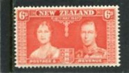 NEW ZEALAND - 1937  6d  KGVI  CORONATION  MINT NH - Ongebruikt