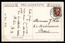 SCHWEIZ, 1918 Pro Juventute Karte Nr. 58 Franz., Mit PJ-Nr. 12 (1919) - Briefe U. Dokumente