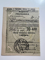 Slovenia Lubiana 1942 Receipt/ Ricevuta With Italian Text "Cassa Ri Risparmio Postale In Lubiana" (No 533) - Lubiana