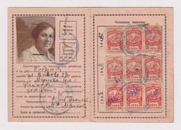 Bulgaria Bulgarie 1946-48 Bulgarian Mother Of Many Children's Society ID Card W/Fiscal Revenue Membership Stamps (ds514) - Dienstzegels