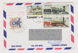 CANADA 1989 Airmail Cover With Nice Topic Stamps 32cx2 Steam Locomotive Railway, Car Sent Abroad To Bulgaria (60875) - Cartas