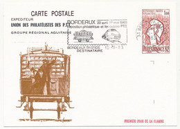 Entier CP 1,60 Philexfrance - Union Des Philatélistes PTT - La Poste Ferroviaire - OMEC 33 BORDEAUX BASTIDE - 10/3/1983 - Bijgewerkte Postkaarten  (voor 1995)