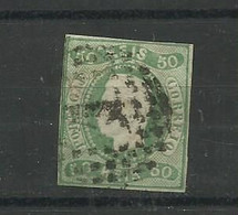 Portugal. 1866/7 D Luis Fita Curva N/dent. # 23 , 50rs Verde  Usado, 2ª Escolha Lt  ,414 - Gebraucht