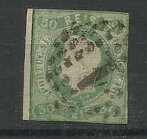 Portugal. 1866/7 D Luis Fita Curva N/dent. # 23 , 50rs Verde  Usado, 2ª Escolha Lt  ,415 - Oblitérés