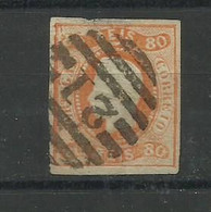 Portugal. 1866/7 D Luis Fita Curva N/dent. # 24 80rs Laranja Usado Lt  ,416 - Gebraucht