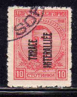 THRACE GREECE TRACIA GRECIA 1920 BULGARIAN STAMPS INTERALLIEE OVERPRINTED TSAR BORIS III 10s USED USATO OBLITERE' - Thrace