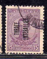 THRACE GREECE TRACIA GRECIA 1920 BULGARIAN STAMPS INTERALLIEE OVERPRINTED TSAR BORIS III 15s USED USATO OBLITERE' - Thrace