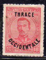 THRACE GREECE TRACIA GRECIA 1920 BULGARIAN STAMPS OCCIDENTALE OVERPRINTED TSAR BORIS III 10s MH - Thrakien