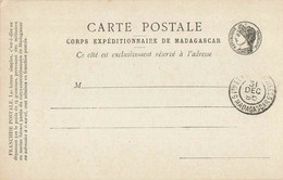 CARTE POSTALE / CORPS EXPEDITIONNAIRE DE MADAGASCAR CAD POSTE AUX ARMEES 31/DEC 95 - Cartas & Documentos