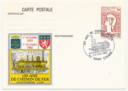 CP Entier Repiqué 1,60 Philexfrance - 150 Ans De Chemin De Fer St Etienne - Lyon - 42 SAINT ETIENNE - 1/2 Oct 1982 - Cartoline Postali Ristampe (ante 1955)