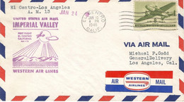 United States 1946, Airmail Cover, First Flight Of Air Western Airlines, Dated 01/13/1946. Caj. 5 - Cartas