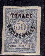 THRACE GREECE TRACIA GRECIA 1920 BULGARIAN STAMPS OCCIDENTALE OVERPRINTED POSTAGE DUE TAXE 50s MH - Thrace