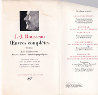 J.-J. Rousseau Oeuvres Complètes Tome 1 Les Confessions  La Bibliothèque De La Pléiade NRF 1969 BE Rare - La Pleiade