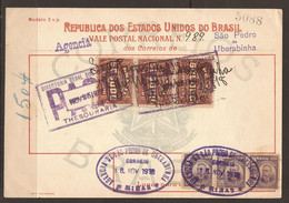 BRAZIL. 1918. MONEY ORDER. REVENUES AND POSTAGE STAMPS APPLIED. - Cartas