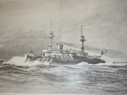 GRAVURE LE CUIRASSE LE HOCHE 1890 - Barcos