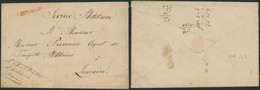 Précurseur - Env. + Manuscrit "Service Militaire" Obl Linéaire Rouge BRUXELLES (38 X 4mm, Type De 1795) > Louvain - 1794-1814 (Französische Besatzung)