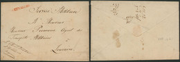 Précurseur - Env. + Manuscrit "Service Militaire" Obl Linéaire Rouge BRUXELLES (38 X 4mm, Type De 1795) > Louvain - 1794-1814 (Periodo Francese)