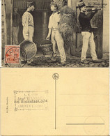 BELGIQUE  150 (o) Carte Postale Animée : Armée Belge Corvée D'écurie LAEKEN 1918 Trompette Clairon Foin Soldat - 1918 Croce Rossa