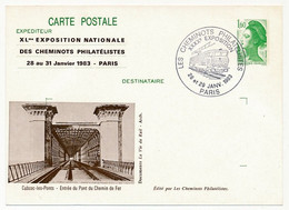 CP Entier Repiqué 1,60 Liberté - Expo Nat. Cheminots Philatélistes - Pont Cubzac Les Ponts - PARIS 28 Et 29 Janv 1983 - Cartes Postales Repiquages (avant 1995)