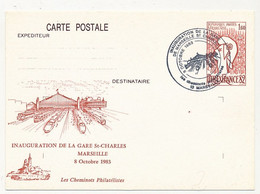 Entier Repiqué CP 1,60 Philexfrance / Inauguration De La Gare St Charles - 13 MARSEILLE - 5 Octobre 1983 - Cartes Postales Repiquages (avant 1995)