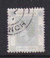 Hong Kong: 1954/62   QE II     SG183a     30c   Pale Grey   Used - Oblitérés