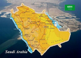 Saudi Arabia Country Map New Postcard * Carte Geographique * Landkarte - Saudi Arabia