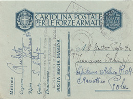 Cartolina In Franchigia , POSTA REGIA MARINA 05/11/1941- XI°GRUPPO  SOMMERGIBILI FORZE SUBACQUEE ITALIANE IN ATLANTICO - Oorlog 1939-45