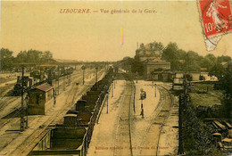 Libourne * Vue Générale De La Gare * Wagons * Ligne Chemin De Fer - Libourne