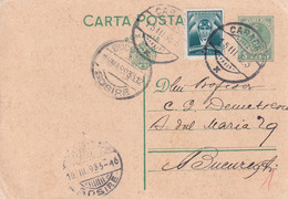 A16493-  CARTA POSTALA SENT FROM CARACAL TO BUCHAREST 1933 KING MICHAEL 3 LEI AVIATION STAMP POSTAL STATIONERY - Gebruikt