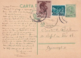 A 16517 - CARTA POSTALA 1931 TO BUCHAREST KING MICHAEL 3LEI AVIATION STAMP  STATIONARY STAMP - Usado