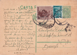 A 16519 - CARTA POSTALA 1937 FROM BUCHAREST KING MICHAEL 3LEI AVIATION STAMP  STATIONARY STAMP - Oblitérés