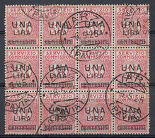 VAGLIA - SERVIZIO COMMISSIONI - ANNO 1925 - 1 L. SU 30 C. ROSSO - RARO BLOCCO DI 12 USATO - Tax On Money Orders