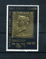 1996 BUTAN Bhutan SET MNH ** 1129 Penny Black, Gold Stamp, 22 Karat - Bhutan