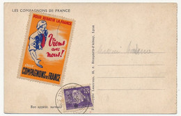 Vignette "Compagnons De France" Sur CP "Bon Appétit, Surtout" - 1942 - Covers & Documents