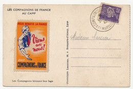Vignette "Compagnons De France" Sur CP "Les Compagnons Batissent Leur Logist" - 1942 - Marseille - Covers & Documents
