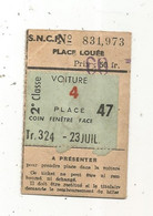 JC, Titre De Transport, S.N.C.F., Place Louée , 2 éme Classe , Tr. 324 , 60 Fr. - Europa