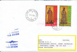 Vatican Cover Sent Air Mail To England 9-6-1998 With Complete Set Of 2 EUROPA CEPT Stamps - Storia Postale