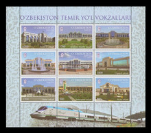 Uzbekistan 2018 MiNr. 1313/21 Railway Stations. Train. Locomotive MNH ** - Uzbekistan