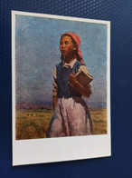 Kyrgyzstan. "KIRGIZIA" IN ART - Young Girl Going To School -  Old USSR PC - 1972 - Kirghizistan