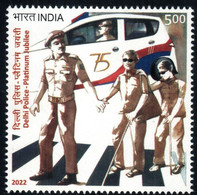 India 2022 New *** Delhi Police Job, Mask Covid Coronavirus , Bike Bicycle, Gun , MNH (**) Inde Indien - Nuevos