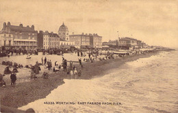 CPA - ANGLETERRE - Worthing - SEPIATONE SERIES - EAST PARADE FROM PIER - Barque - Plage - Worthing