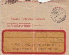 SUISSE ENVELOPPE TELEGRAPHE DE BERN 1947 - Telegrafo