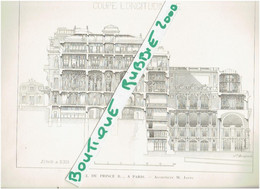 5 PLANS DESSINS 1896 PARIS 16° HOTEL DU PRINCE ROLAND BONAPARTE 10 RUE FRESNEL ET AVENUE IENA PALACE SHANGRI LA PARIS - Paris